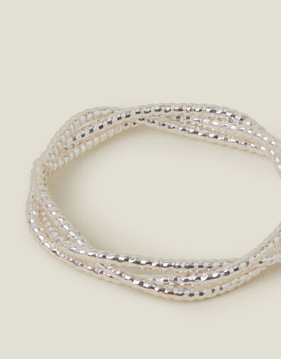 Sterling Silver-Plated Textured Twist Ring, Silver (ST SILVER), large