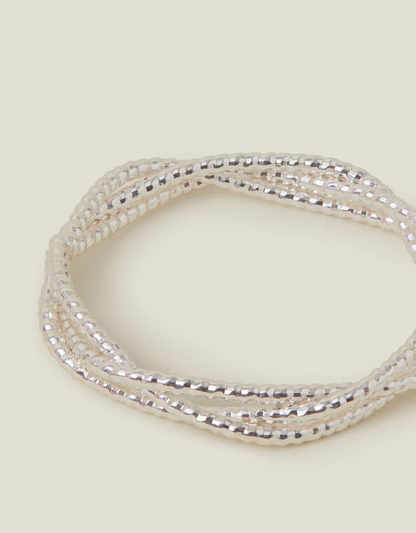 Sterling Silver-Plated Textured Twist Ring, Silver (ST SILVER), large