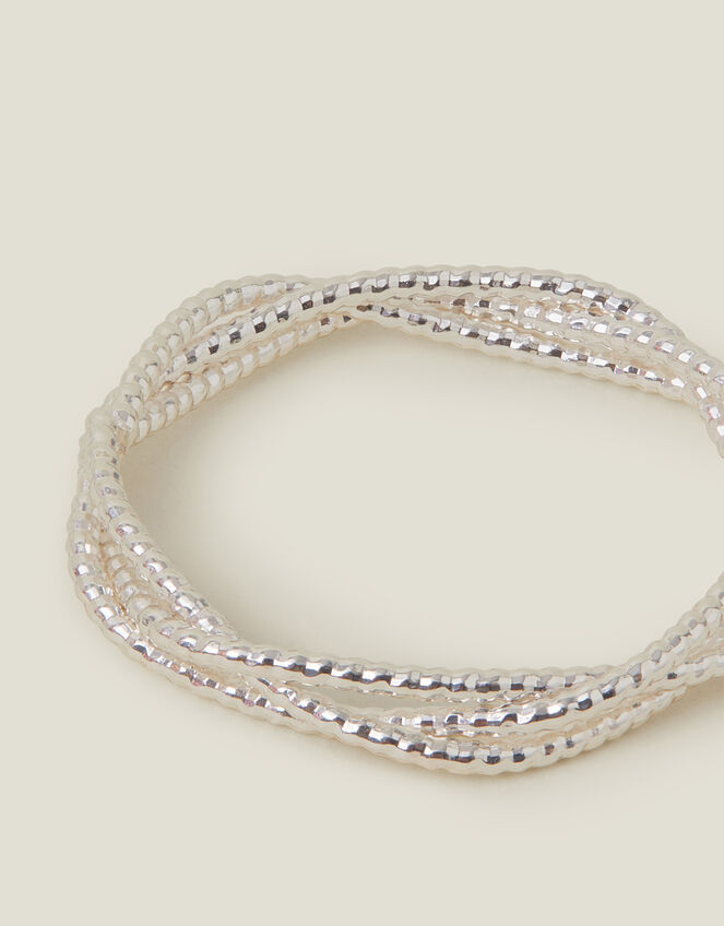 Sterling Silver-Plated Textured Twist Ring, Silver (ST SILVER), large