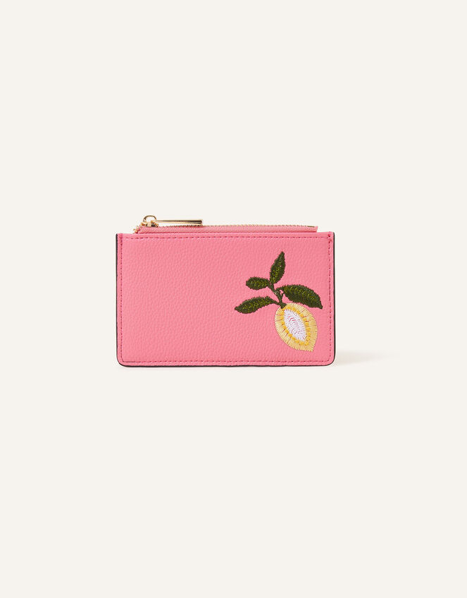 Embroidered Fruit Cardholder, Pink (PINK), large
