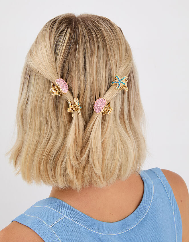 4-Pack Mini Starfish & Shell Claw Clips, , large