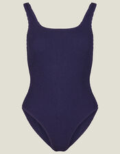 Crinkle Swimsuit, Blue (NAVY), large