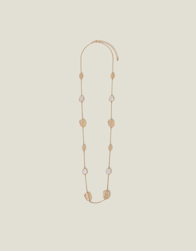Long Textured Pendant Station Necklace, , large