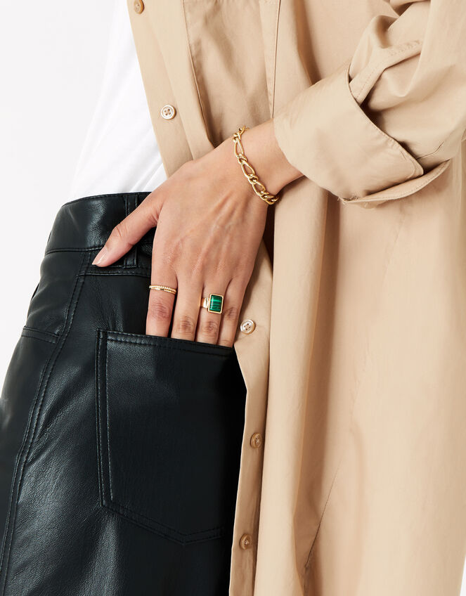 Reconnected Rectangle Stone Ring, Green (GREEN), large