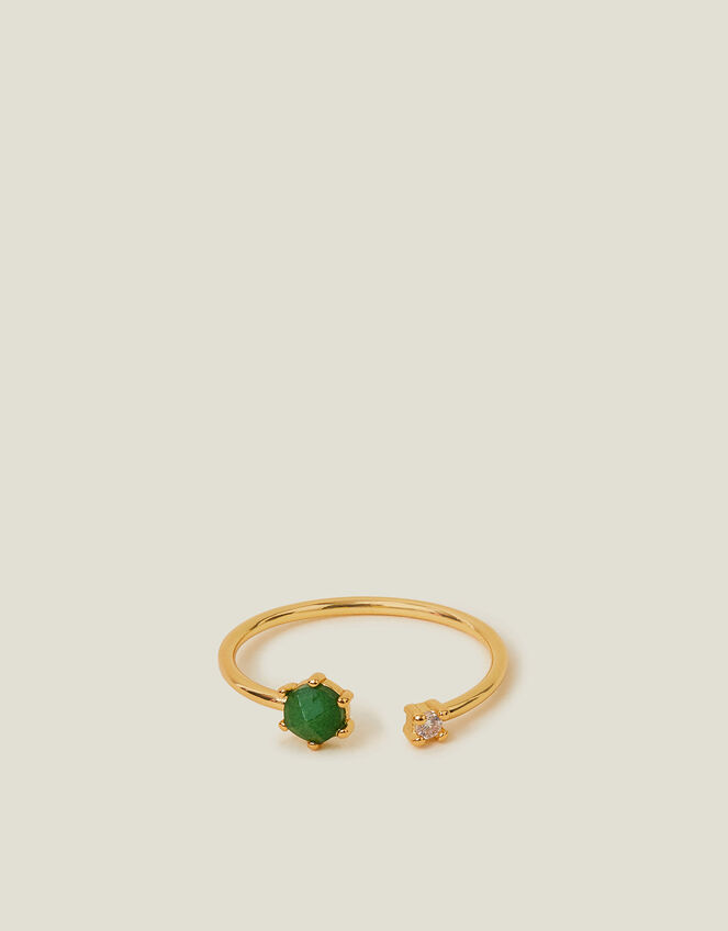 14ct Gold-Plated Adjustable Birthstone Ring, Gold (GOLD), large