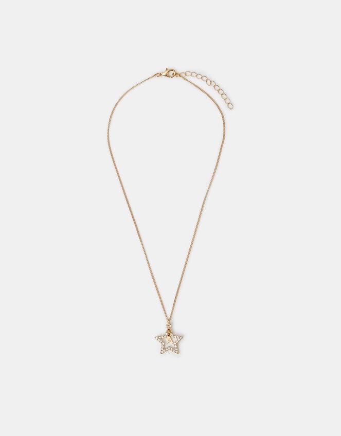 Girls Initial Star Pendant Necklace, Gold (GOLD), large