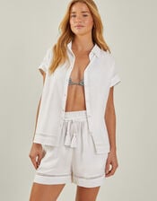 Cap Sleeve Boxy Shirt, White (WHITE), large