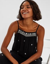 Embroidered Beach Jumpsuit, Black (BLACK), large