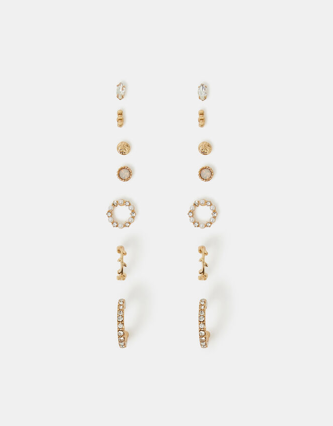 7-Pack Pearl Gem Stud and Hoop Earrings, , large