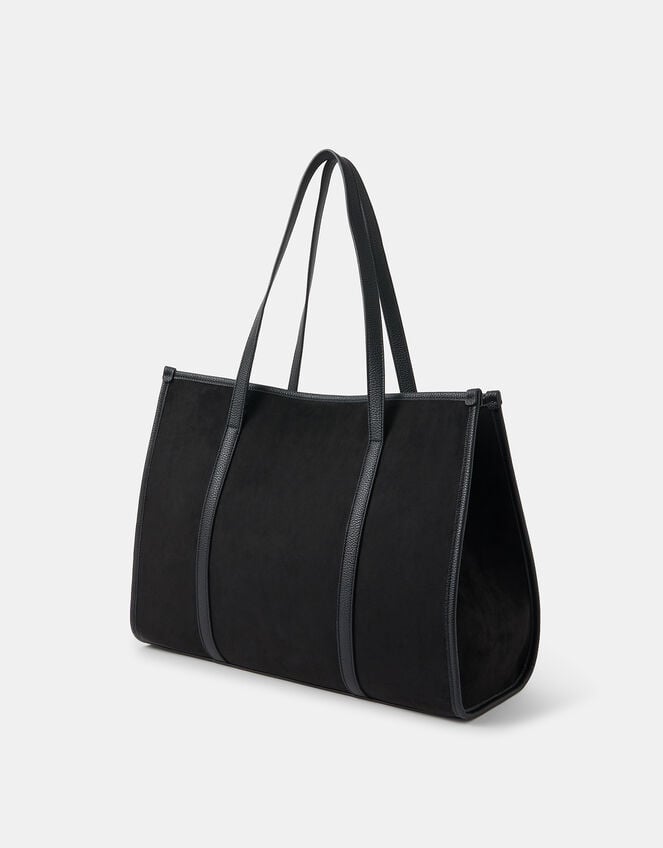 Buckle Strap Suedette Shoulder Bag, Black (BLACK), large