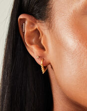 14ct Gold-Plated Bobble V Hoops, , large