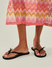 Bow Strap Seagrass Flip Flops, Black (BLACK), large