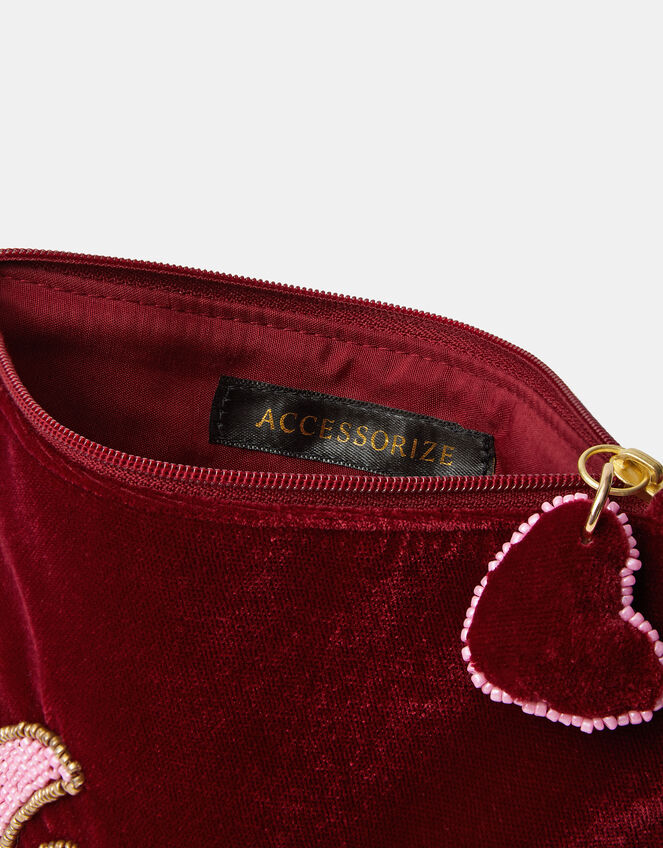 Embellished Mama Velvet Pouch, , large
