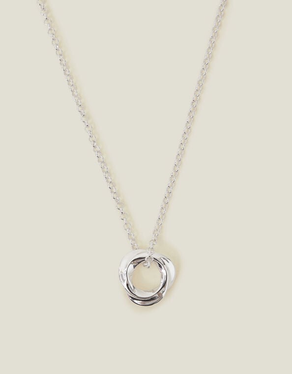 Sterling Silver-Plated Chunky Pendant Necklace, , large
