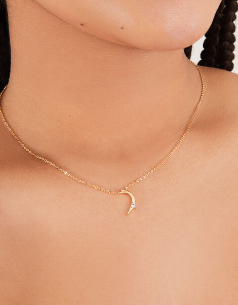 14ct Gold-Plated Arabic Initial Pendant Necklace - D (Daal), , large