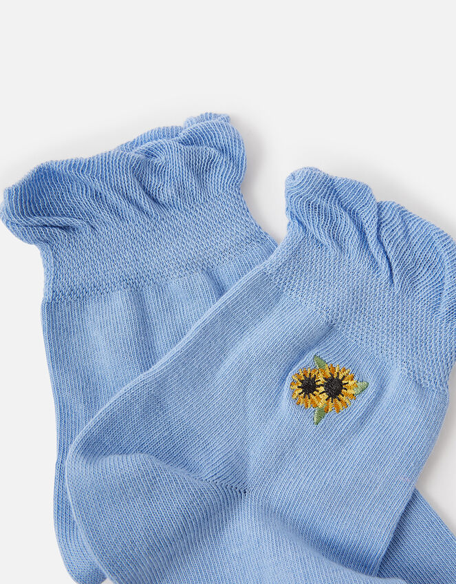 Embroidered Sunflower Socks, , large