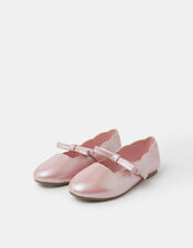 Girls Bow Strap Scallop Ballet Flats, Pink (PINK), large