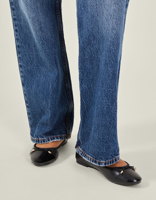 Bow Detail Ballerina Flats, Black (BLACK), large