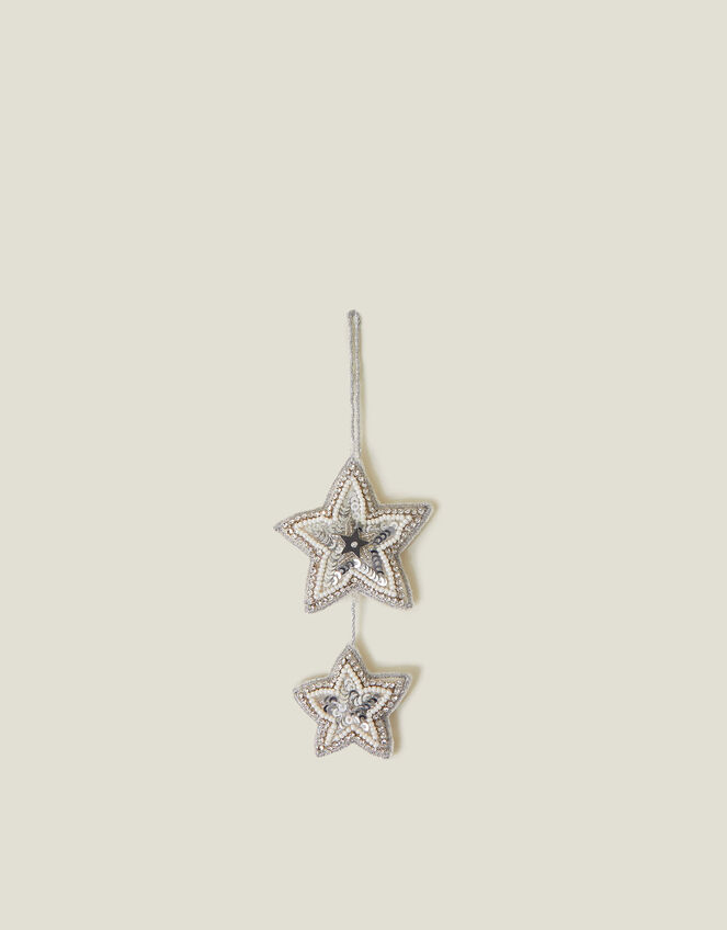 Embellished Two Star Christmas Tree Decoration, , large