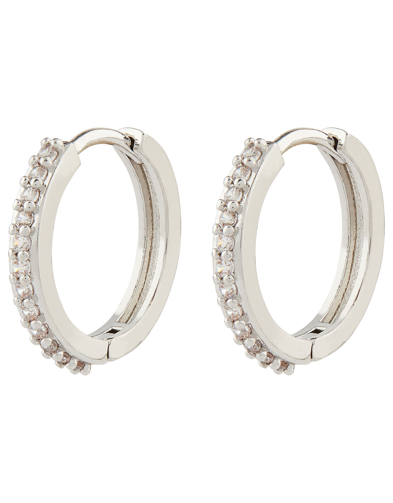 Platinum huggie outlet hoop earrings