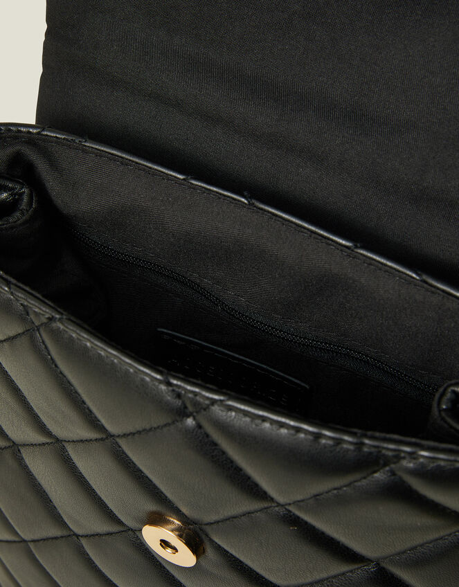 Small Quilted Faux Leather Backpack, Black (BLACK), large