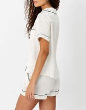 Satin Short Pyjama Set, Ivory (IVORY), large