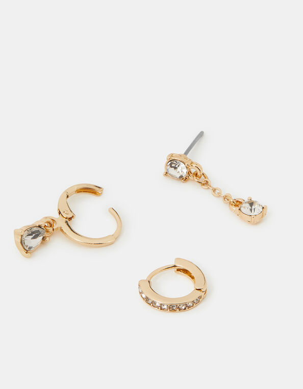 3-Pack Gemstone Drop Hoop Earrings, , large