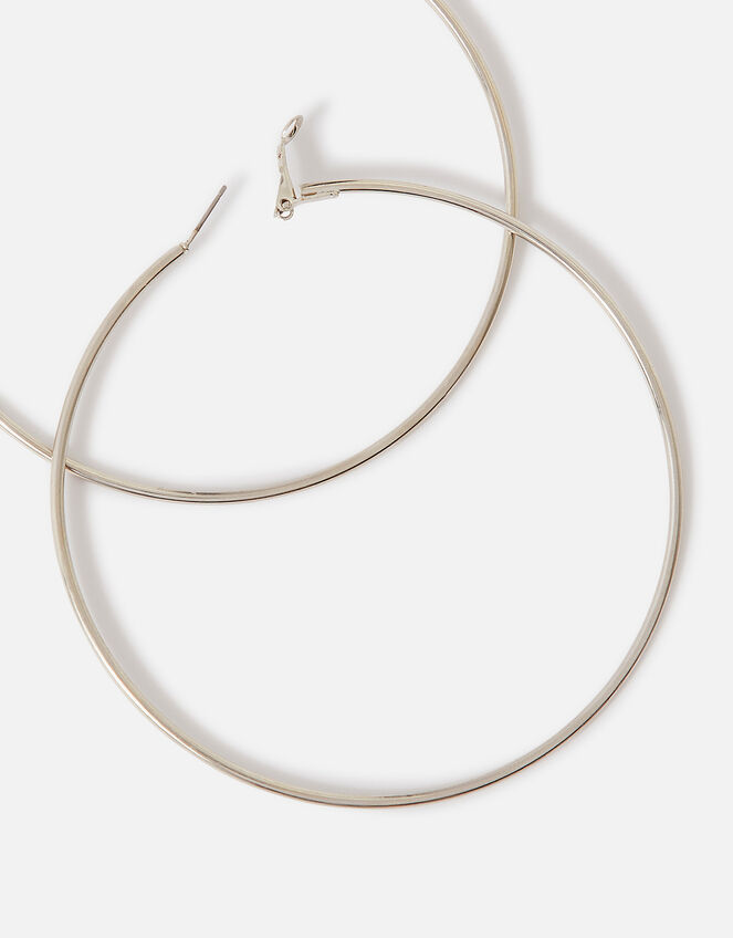 Large Simple Hoop Earrings, Silver (SILVER), large
