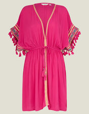 Embellished Beaded Tassel Kaftan, Pink (PINK), large