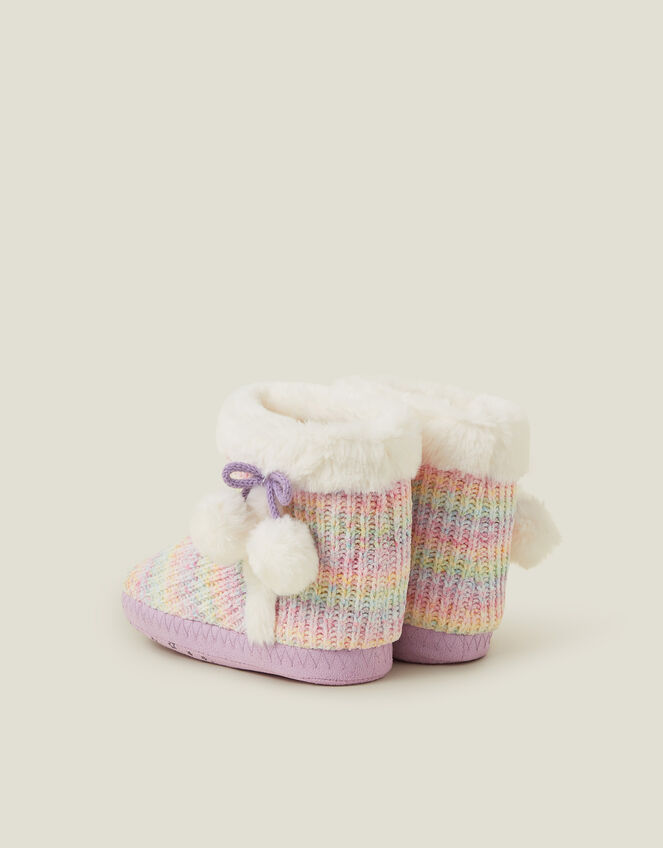 Girls Pastel Chenille Slipper Boots, Multi (PASTEL MULTI), large