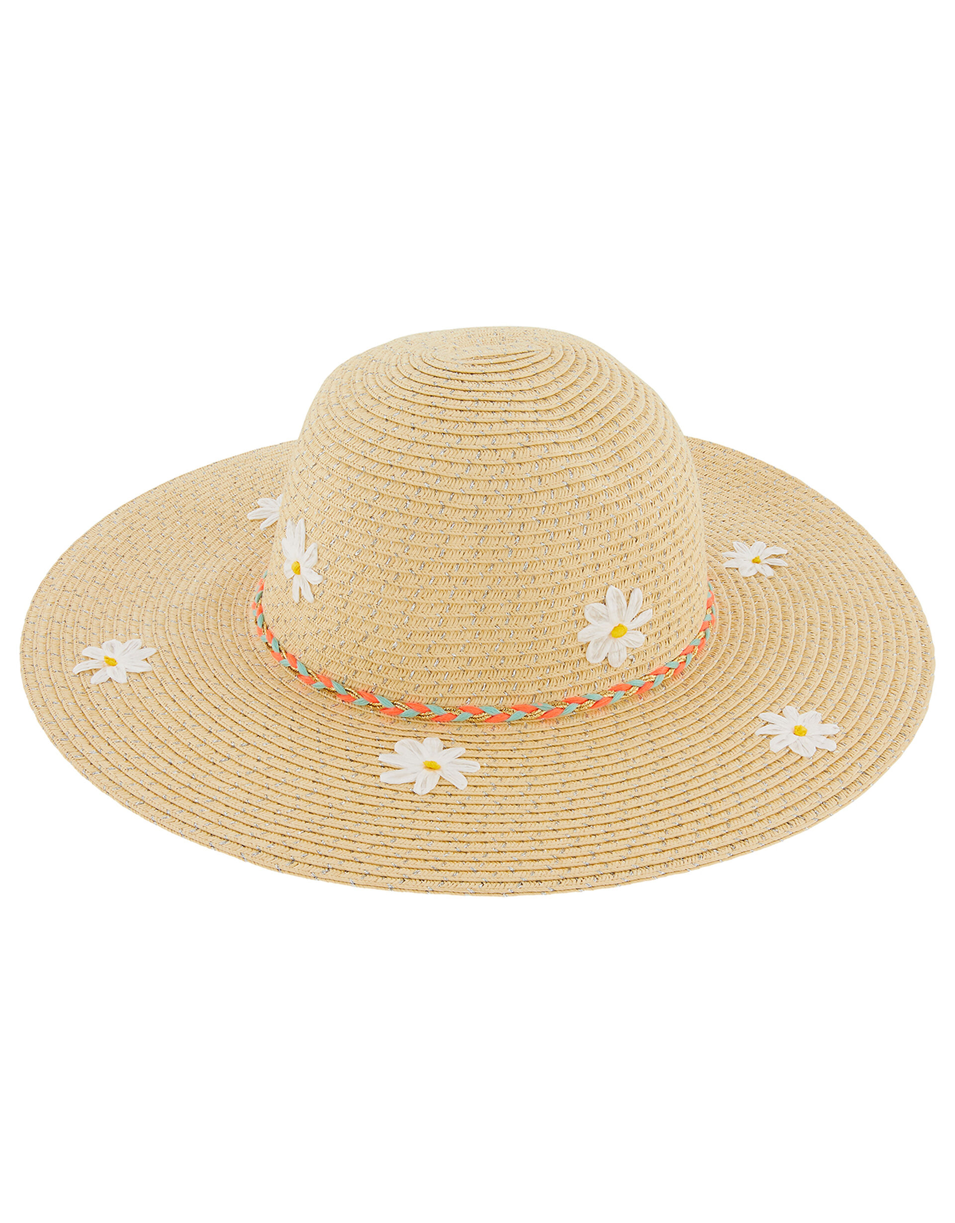 Daisy Sparkle Floppy Hat, Natural (NATURAL), large