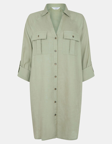 Long Sleeve Shirt Beach Cover-Up, Green (KHAKI), large