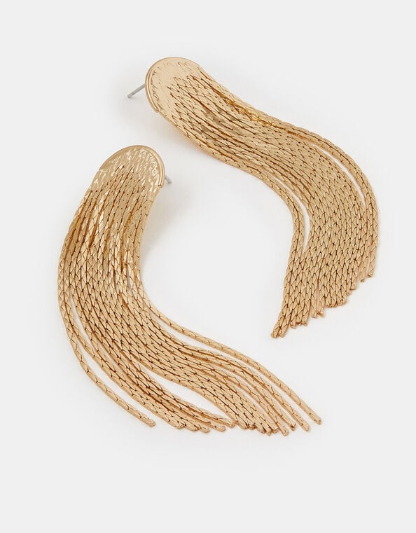 Snake Chain Fringe Drop Earrings, , large