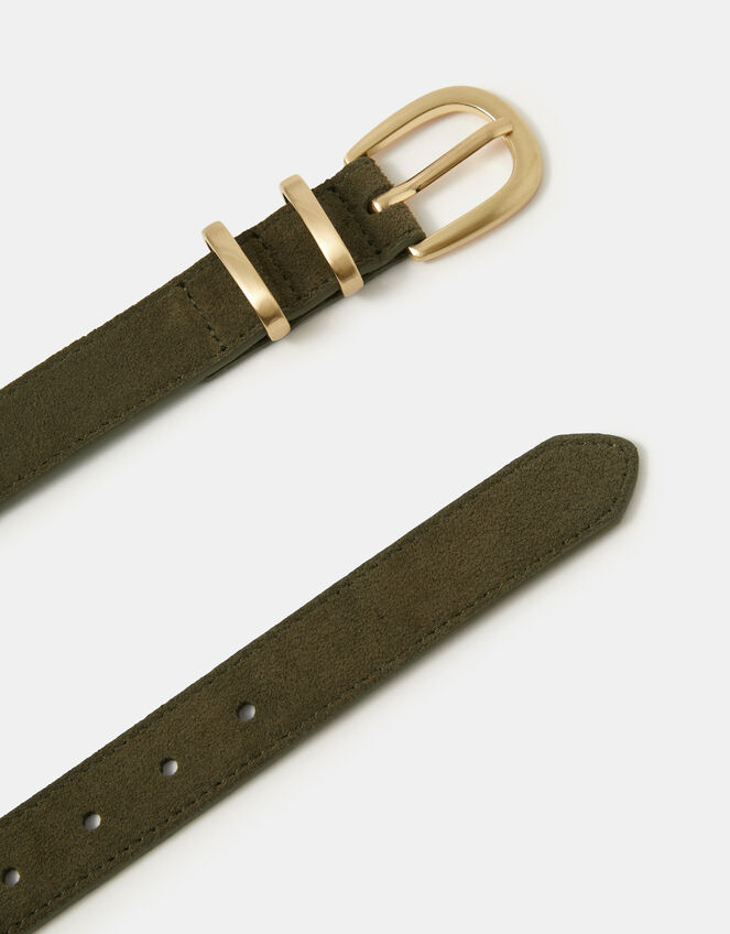 Buckle Suede Belt , Green (KHAKI), large