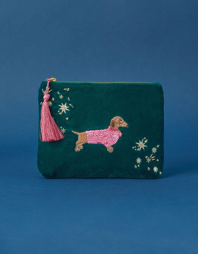 Sausage Dog Small Velvet Pouch, , large