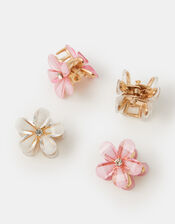 4-Pack Girls Mini Flower Claw Clips, , large