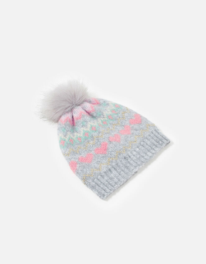 Girls Fairisle Print Beanie, Multi (PASTEL-MULTI), large