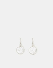 Sterling Silver Molten Drop Hoop Earrings, , large