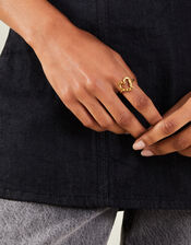 14ct Gold-Plated Stainless Steel Molten Heart Ring, Gold (GOLD), large