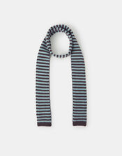 Stripe Knitted Skinny Scarf, , large