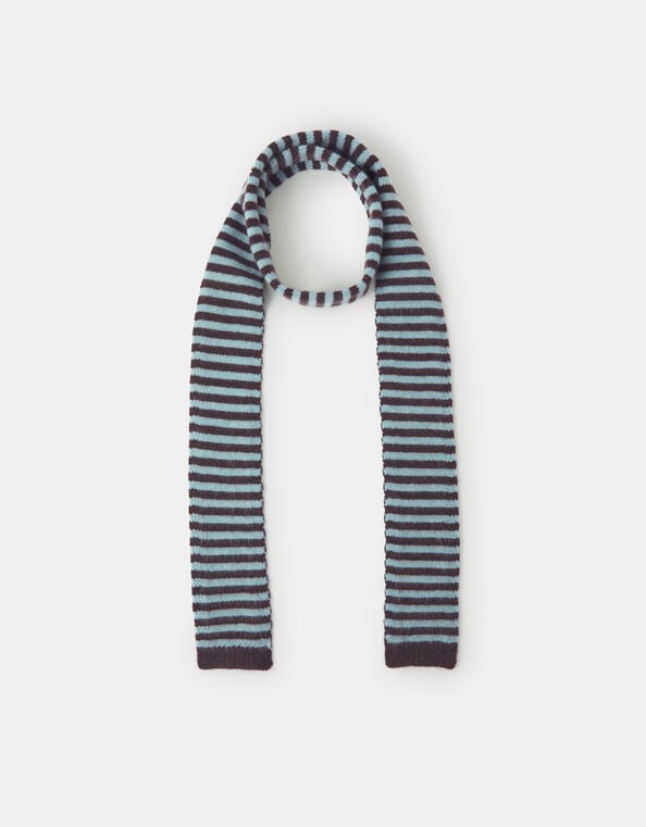 Stripe Knitted Skinny Scarf, , large