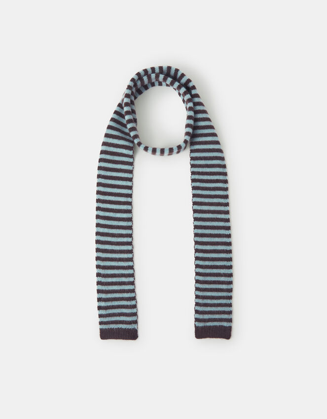 Stripe Knitted Skinny Scarf, , large