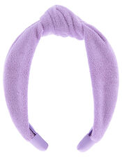 Wide Knot Towelling Headband, Purple (LILAC), large
