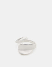 Sterling Silver-Plated Crossover Band Ring , , large