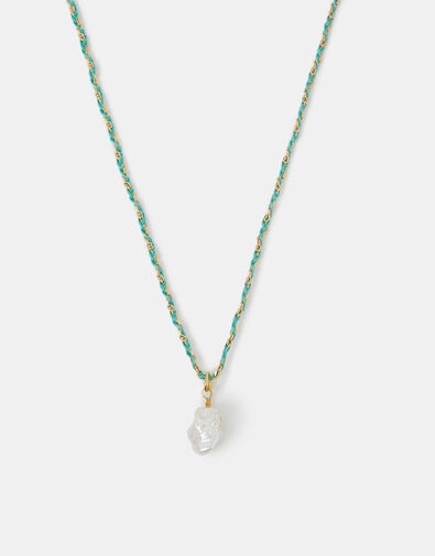14ct Gold-Plated Pearl Braided Cord Necklace, , large