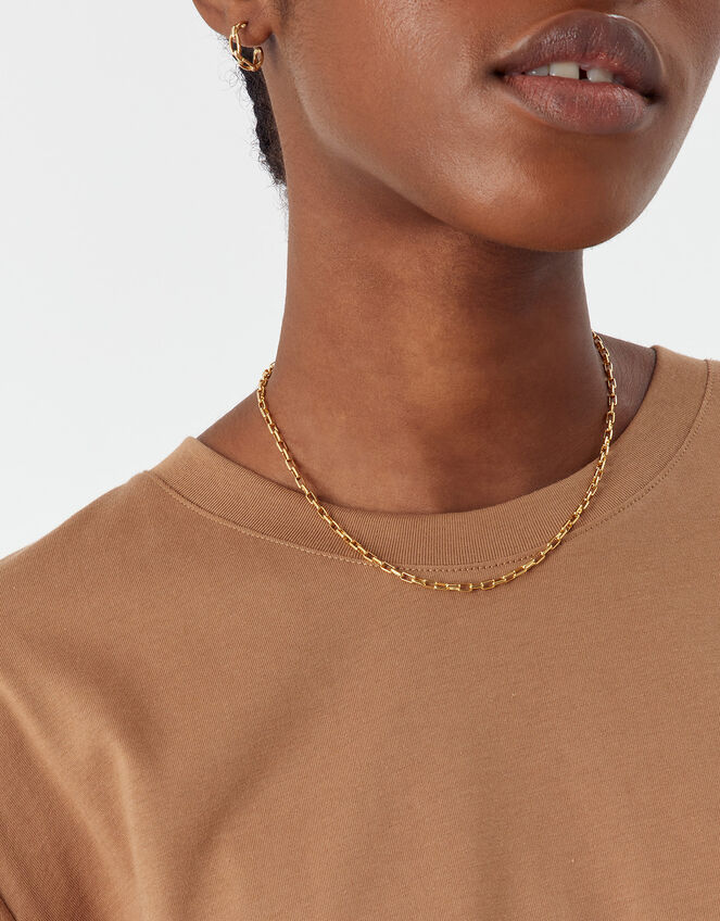 14ct Gold-Plated Chunky Paperclip Chain Necklace, , large