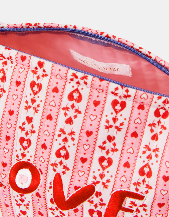 Heart Print Wash Bag, , large