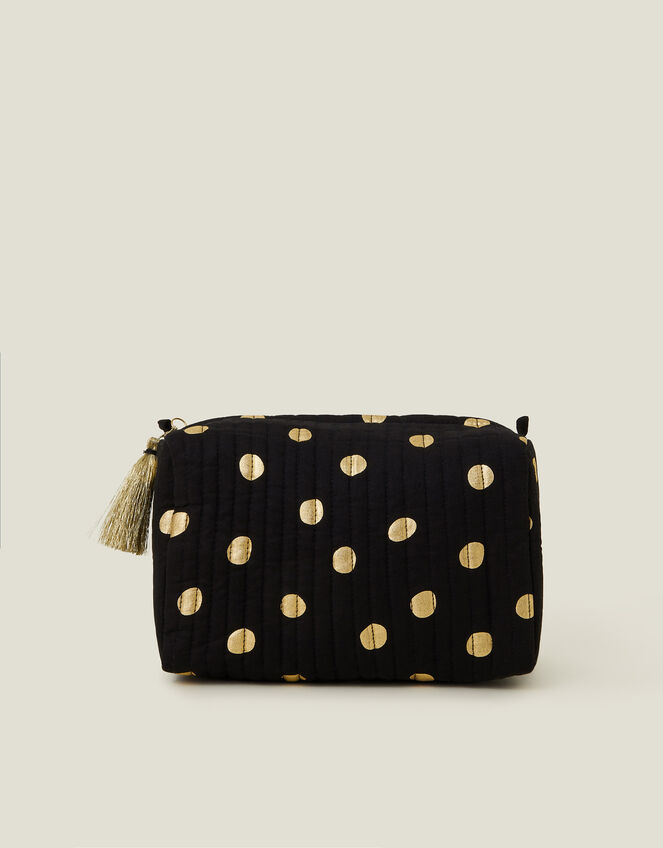 Large Quilted Polka Dot Wash Bag, , large
