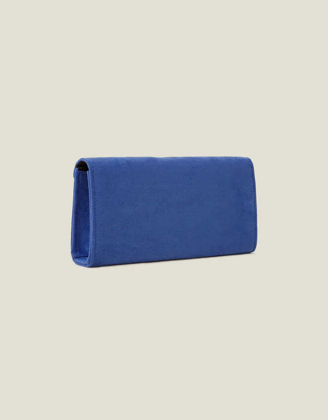 Suedette Box Clutch Bag, Blue (COBALT), large