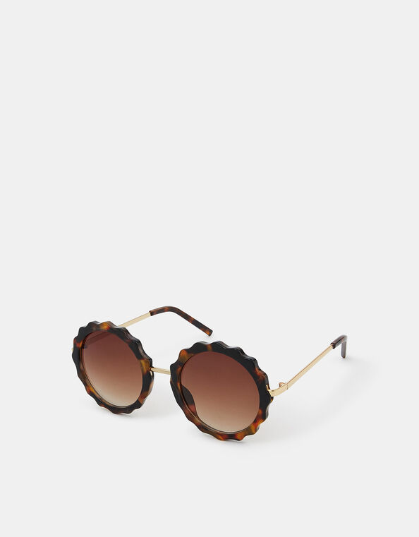 Flower Tortoiseshell Round Sunglasses, , large